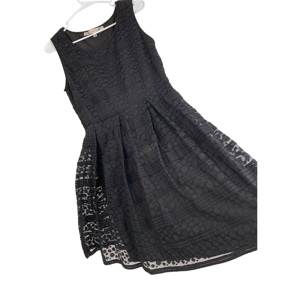 Max Studio Black Lace Overlay Sleeveless Fit & Flare Dress M RGG10640 GUC